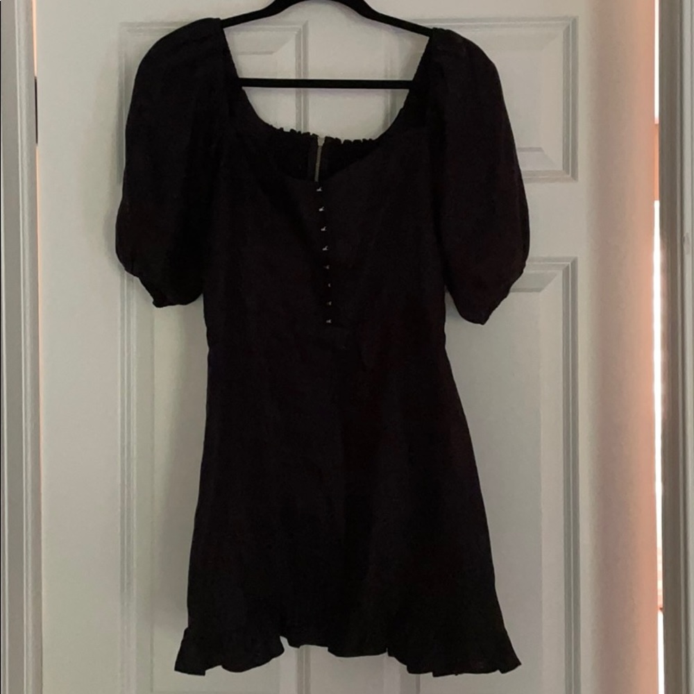 Reformation Black Linen Mini Dress